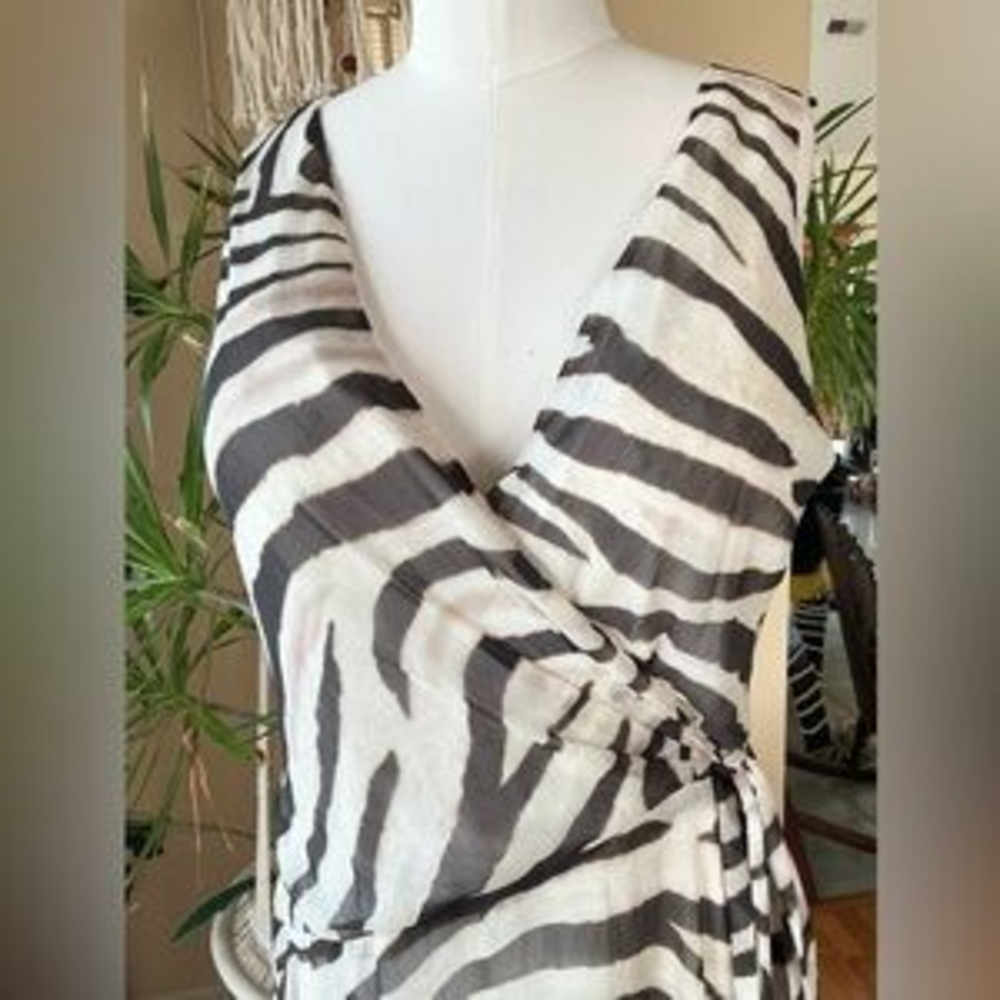Ralph Lauren maxi dress print zebra size 10 in Cream - Picture 5 of 5
